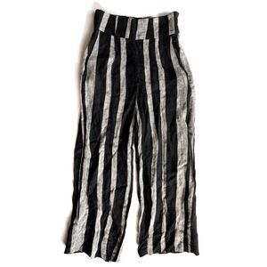 No.6 Store Striped Linen Crop Pants Size 1 US 6-8 Black Natural High Rise